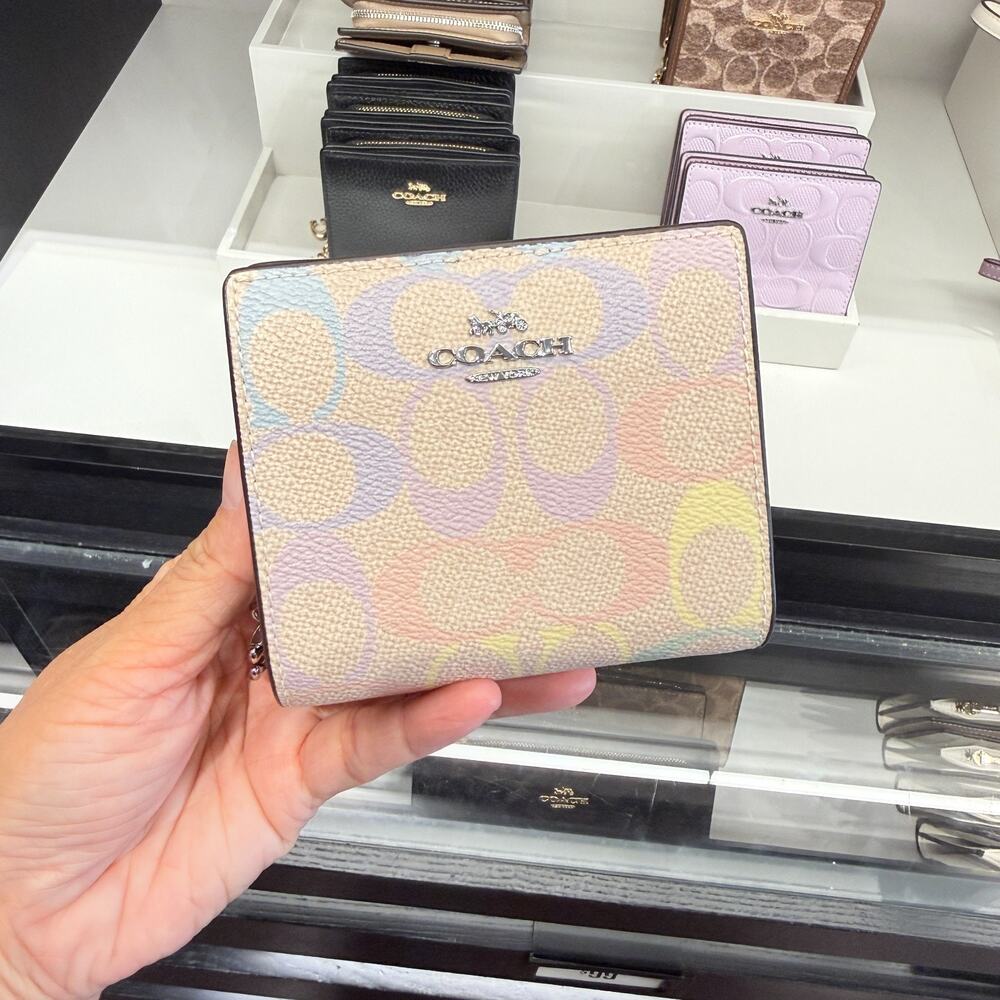 Coach Multicolor Pastel Signature Compact Wallet